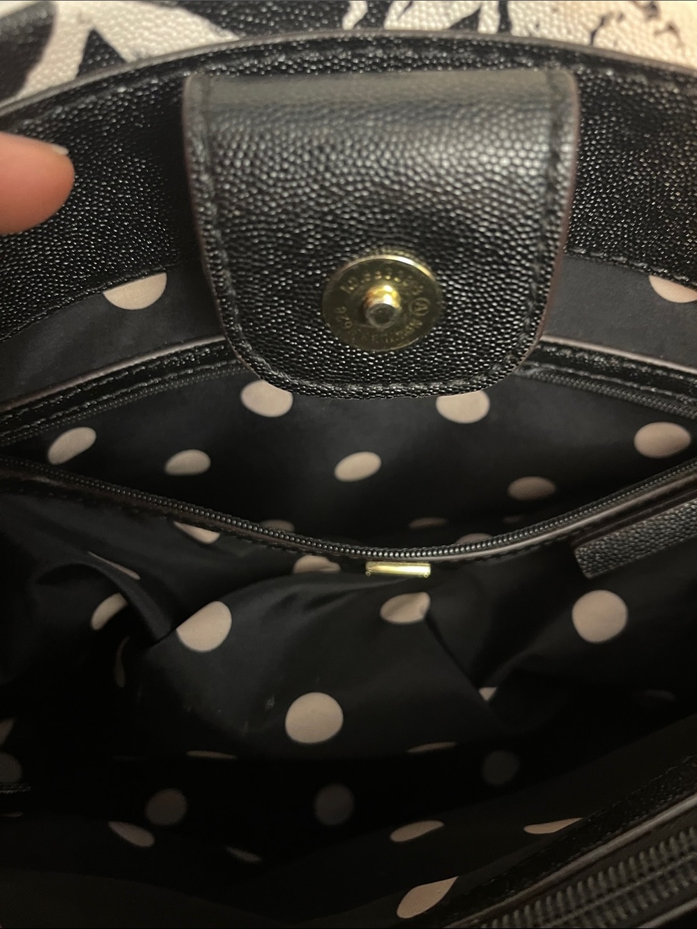 Anne Klein Black Shoulder Bag with Blush Floral Print and Gold Accents NWOT - Picture 9 of 11